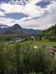 Panoramic view of Goldswil Viaduct looking towards Interlaken with Rugen mountain on the left and Hardergrat ridge in the background on the right