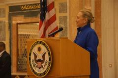 Secretary of State Hillary Rodham Clinton speaking to U.S. Embassy staff and families in Riyadh Saudi Arabia March 2012