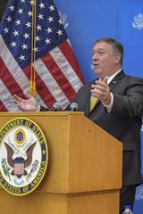 U.S. Secretary of State Mike Pompeo delivering remarks to staff and families at U.S. Embassy Riyadh in Saudi Arabia