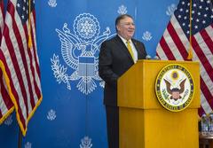 U.S. Secretary of State Mike Pompeo addressing staff and families at U.S. Embassy Riyadh