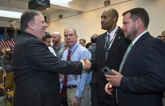 U.S. Secretary of State Mike Pompeo meeting staff and families from U.S. Embassy Riyadh in Saudi Arabia