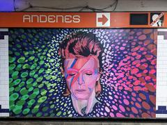 David Bowie mural at Andenes metro station Mexico City British-themed display