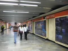 Pedestrian underpass at Mexico City Metro Station Auditorio featuring international Metro system displays