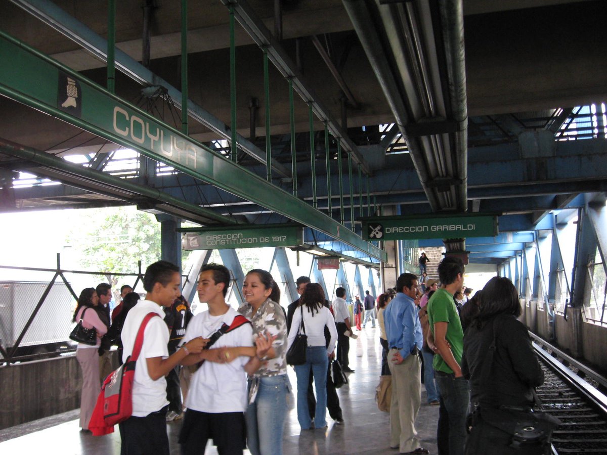 Platform of Coyuya Metro Station on Line 8 in Mexico City