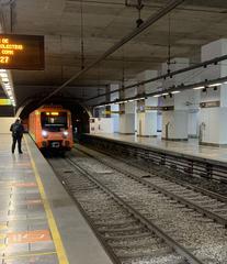 Train arriving at Zapata station on Line 12 of Mexico City Metro