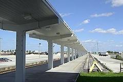Miami Amtrak station platform with train tracks in February 2008