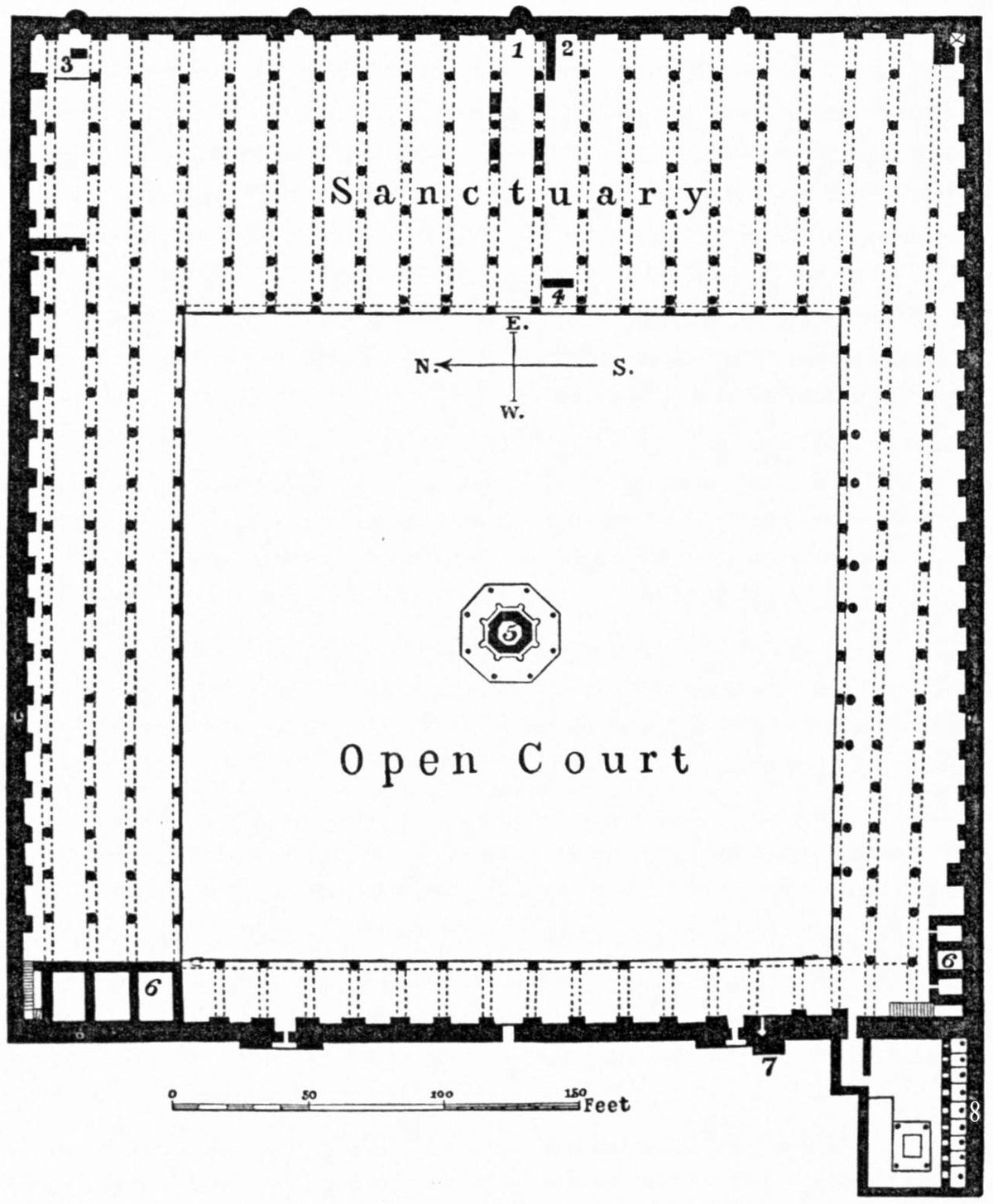 Floor plan of Mosque of ‘Amr in Old Cairo showing layout of prayer hall and courtyard