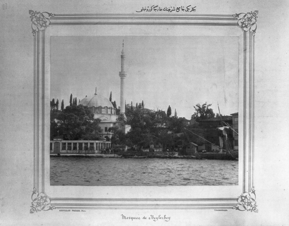 Beylerbeyi Mosque from the Bosphorus in Istanbul, Ottoman Empire, historic photo