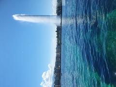 Jet d'eau fountain in Lake Geneva on a clear day