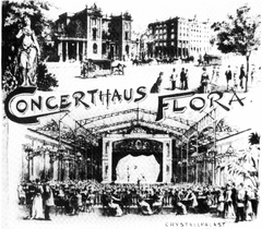 Old concert program leaflet of Concert House Flora in Hamburg Schulterblatt with Crystallpalast