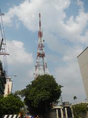 ABS-CBN Broadcasting Center and Eugenio Lopez, Jr. Communications Center located at Mother Ignacia Avenue and Sgt. Esguerra Avenue in Quezon City with the Millennium Transmitter tower visible