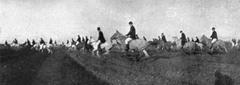 vintage paper hunting horse race illustration