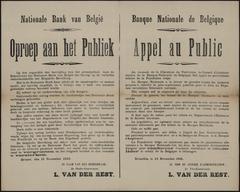 Historic poster of Nationale Bank van België calling to the public