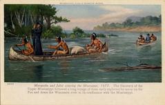 Marquette and Joliet entering the Mississippi River in 1673