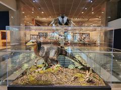 Dromaeosaur dinosaur model exhibit inside the Milwaukee Public Museum