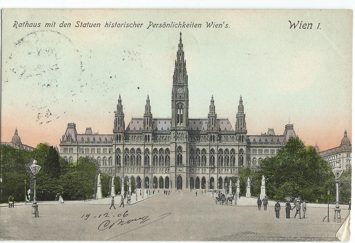 Early 20th century view of Vienna city with historic buildings