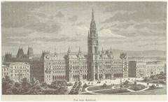 Historical photograph of the New Town Hall building in Munich, Germany, 1872