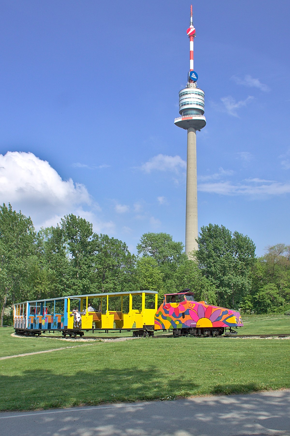 Donauturm tower against clear blue sky