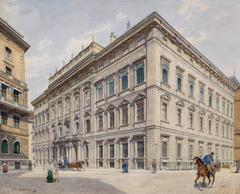 Stadtpalais Liechtenstein building watercolor painting from 1903