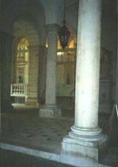 Interior view of the vestibule in Palais Liechtenstein Bankgasse featuring ornate architecture and grand columns