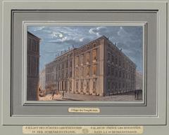 Colored copper engraving of the Liechtenstein Palace on Schenkenstrasse, Vienna, 1823