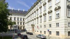 Minoritenplatz in Vienna 1 with Palais Starhemberg near Petrarcagasse facing west