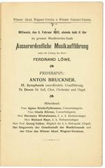 Programme for the world premiere of Anton Bruckner's Symphony No. 9 held on February 11, 1903 in Vienna