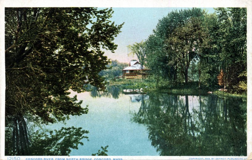 Scenic view of Concord River from North Bridge in Concord, Massachusetts