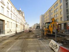 Street renovation construction on Miodowa Street in Warsaw