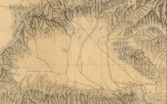 Historical map detail of San Fernando Valley showing Rancho El Escorpión, Rancho Los Encinos, Mission San Fernando Rey de España, Rancho Cahuenga, Rancho Providencia, and the upper Los Angeles River in 1880