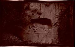 Lion of Lucerne rock relief carved into cliff face in Lucerne, Switzerland