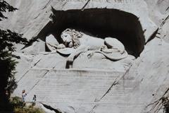 Lion Monument in Luzern Switzerland honoring Swiss Guards who died defending King Louis XVI during the French Revolution