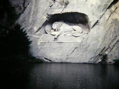 The Lion Monument in Lucerne, Switzerland, commemorating Swiss Guards who died defending King Louis XVI during the French Revolution