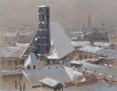 View over Vienna rooftops and Minoritenkirche church