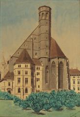 Minoritenkirche church in Vienna watercolor painting 1910