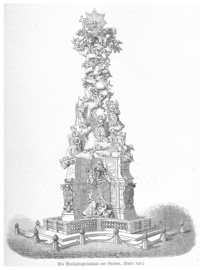 Historical image of the Dreifaltigkeitssäule (Trinity Column) in Bermann 1880