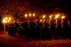 Bundeswehr soldiers performing Großer Zapfenstreich Grand Tattoo ceremony at Castle Biebrich in Wiesbaden