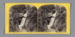 Waterfall in the gorge of the Eau Noire near Martigny, Wallis, Switzerland, historical stereophoto