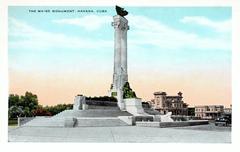Havana Maine Monument photomechanical postcard print with halftone and tinting