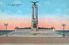 U.S.S. Maine Monument in Havana city photograph on tinted photomechanical postcard