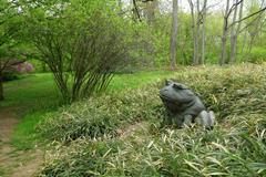 View of Morris Arboretum garden with lush greenery and pathways