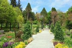 View of Morris Arboretum with trees and plants in Chestnut Hill Philadelphia