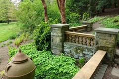 Morris Arboretum entrance with lush greenery and pathway in Chestnut Hill, Philadelphia