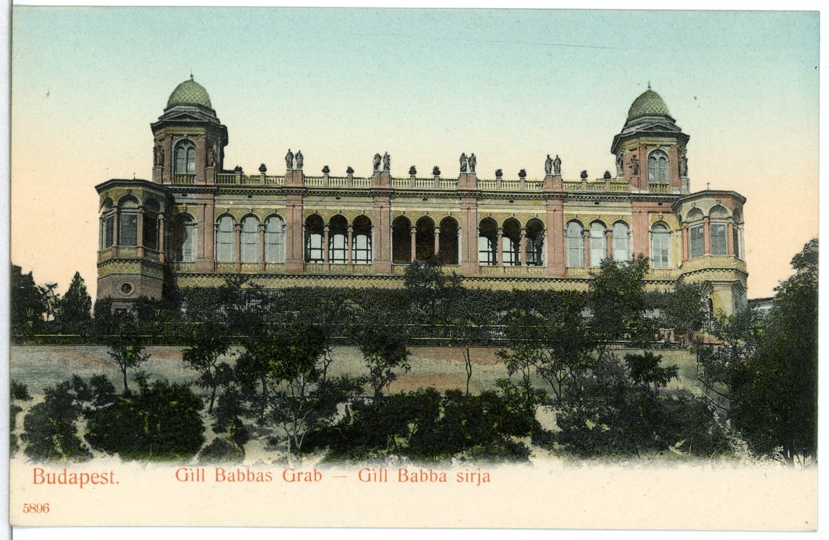 Historical old photograph of Gill Babbas grave in Budapest, 1905