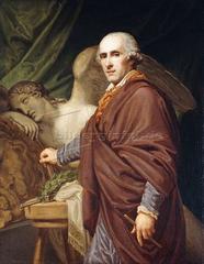 Antonio Canova sculptor standing before cenotaph to Maria Christina in Augustinian Church Vienna