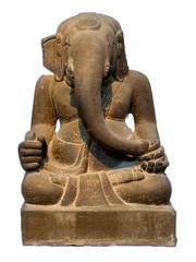 Golden statue of Ganapati Vinayaka, Hindu deity, displayed in the Museum of Cham Sculpture, Da Nang, Vietnam