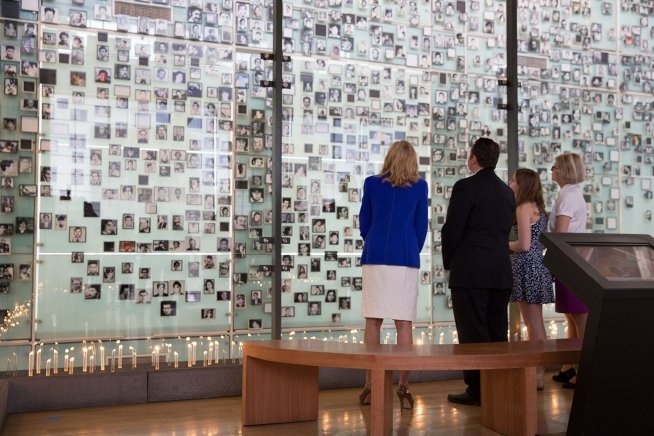 Dr. Jill Biden visiting Museo de la Memoria Y Los Derechos Humanos in Santiago, Chile with Ambassador Mike Hammer and family in March 2014