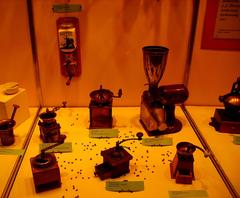 Set of vintage coffee grinders from the 20th century
