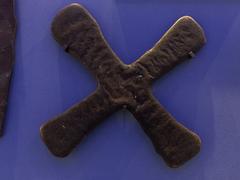 Katanga Cross made from African copper displayed at Museum on the Mound, Edinburgh