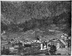 Illustration from Mark Twain's A Tramp Abroad showing a humorous scene